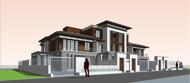 新古典聯排別墅住宅建筑設計su精品模型